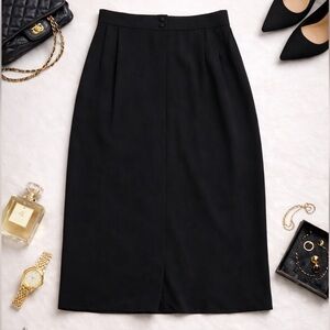 Tangents Black Midi Wrap Skirt Elegant Classic A-Line Flowy Minimalist Size 4